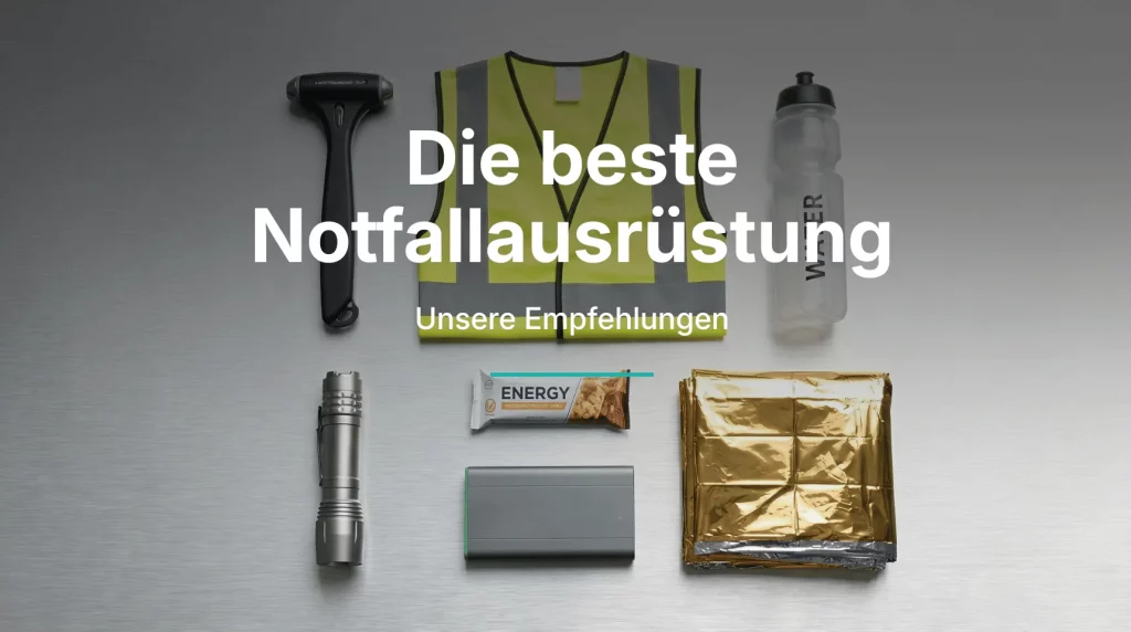 Notfallausr&uuml;stung f&uuml;r das Auto mit Warnweste, Notfallhammer, Taschenlampe und Rettungsdecke | Alltagssicherheit