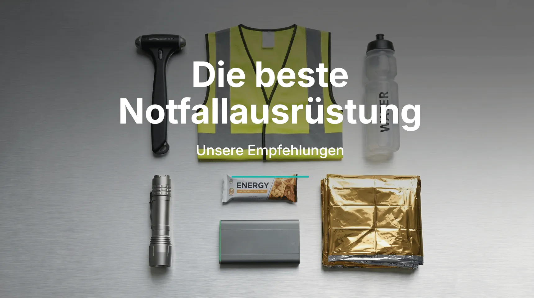 Notfallausr&uuml;stung f&uuml;r das Auto mit Warnweste, Notfallhammer, Taschenlampe und Rettungsdecke | Alltagssicherheit